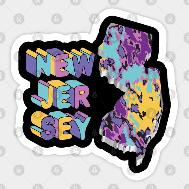 New Jersey State Abstract Art Sticker by Designoholic